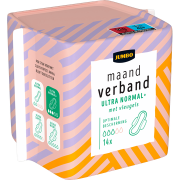 Jumbo Maandverband Ultra Normal+ met Vleugels 14 Stuks