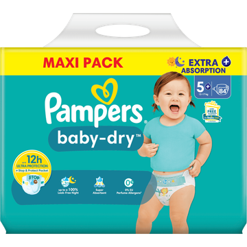Pampers Baby-Dry Maat 5+, 84 Luiers