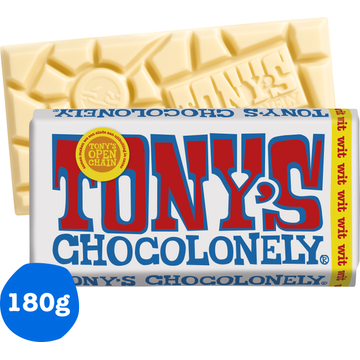 Tony's Chocolonely Wit Chocolade Reep 28% 180 g