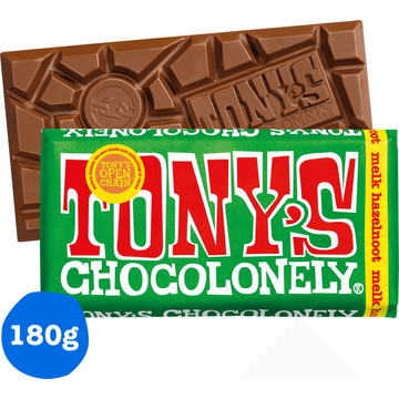 Tony's Chocolonely Melk Chocolade reep Hazelnoot 180 g