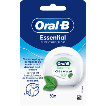 Oral-B Essential Floss - Verwijdert Tandplak - Gewaxte Flosdraad - Muntsmaak 50m