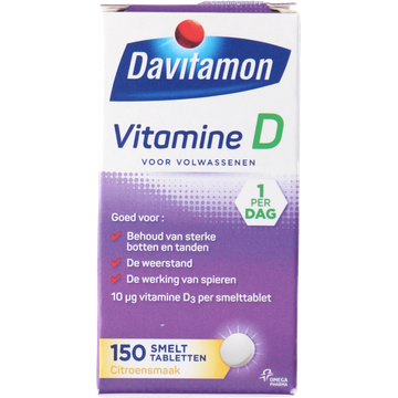 Davitamon Vitamine D smelttabletten voor volwassenen, 150 stuks