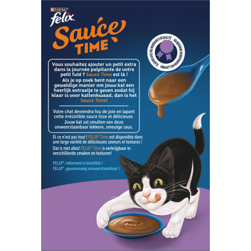 Felix Sauce Time met Zalmsmaak - Natvoer voor Volwassen Katten - Portiezakjes 6 x 40 g