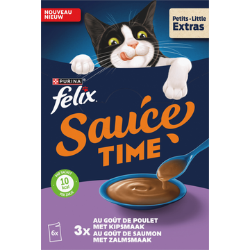 Felix Sauce Time met Zalmsmaak - Natvoer voor Volwassen Katten - Portiezakjes 6 x 40 g