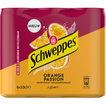 Schweppes Passievrucht-Sinaasappelsmaak 6 x 33 cl