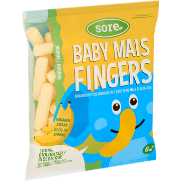 Soré Baby Mais Fingers Biologisch Tussendoortje Bananen Smaak 6m+ 35 g