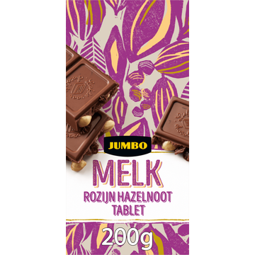 Jumbo Melkchocolade Tablet met Rozijn en Hazelnoot 200 g