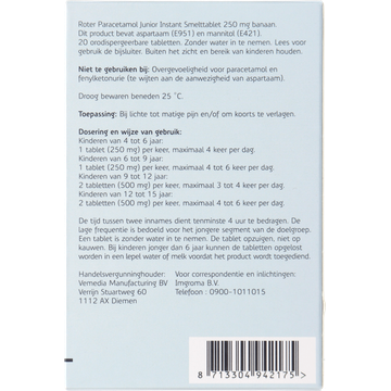 Roter Smelttabl junior 250mg 20st UAD