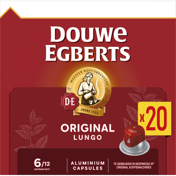 Douwe Egberts Lungo 6 Original Gemalen Koffie 20 Capsules 104g