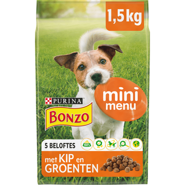 BONZO Mini Menu met Kip hondenvoer, hondenbrokken voor kleine honden 1,5kg