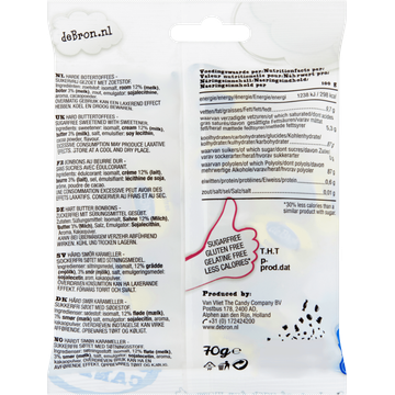 De Bron Butter Toffees Sugarfree 70 g