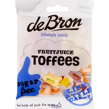 De Bron Fruitjuice Toffees Sugarfree 90 g