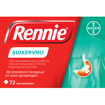 Rennie Maagbeschermer Suikervrij 72 Kauwtablet