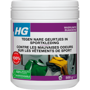HG Textiel Wasmiddeltoevoeging tegen Nare Geurtjes in Sportkleding 500 g