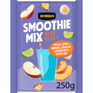 Jumbo Smoothiemix Blue Blast Perzik, Appel, Ananas, Banaan, Limoensap & Spirulina 250 g