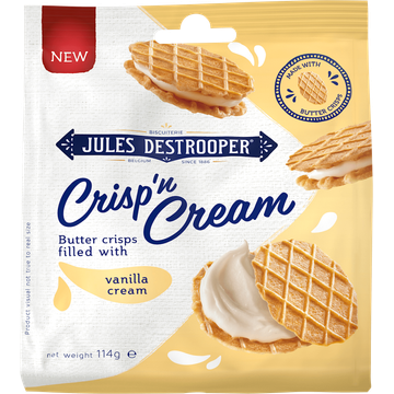 Jules Destrooper Crisp'n Cream Butter Crisps Filled with Vanilla Cream 114 g