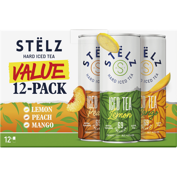 Stelz Hard Seltzer Mixed (Peach, Lemon & Mango) 12x250ML