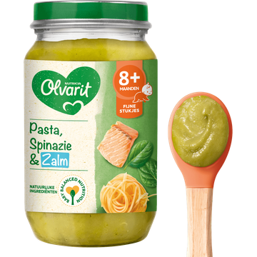 Olvarit 8+ Maanden Pasta Spinazie Zalm 200g
