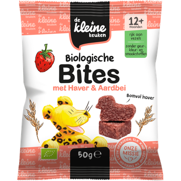 De Kleine Keuken Biologische Bites met Haver & Aardbei 12+ Maanden 50 g