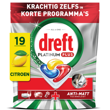 Dreft Platinum Plus Citroen, Vaatwascapsules 19 X