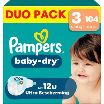 Pampers Baby-Dry Maat 3, 104 Luiers