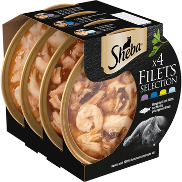 Sheba Filets Maaltijdkuipjes - Kattenvoer - Mix Selectie - 4x60g