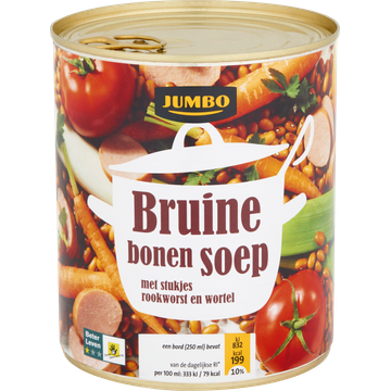 Jumbo Bruine Bonensoep met Stukjes Rookworst en Wortel 800 ml