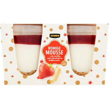 Jumbo Mousse Aardbei met Koekkruimels 2 x 60g - Bevat Alcohol
