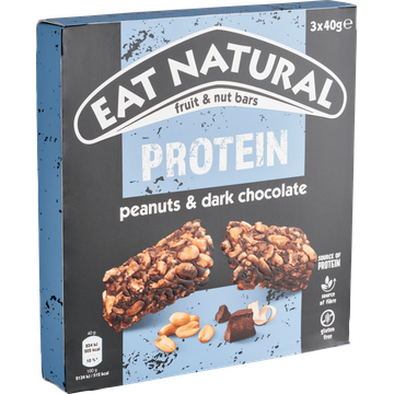 Eat Natural Fruit & Nut Bars Protein Peanuts & Dark Chocolate 3 x 40 g