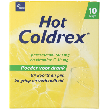 Hot Coldrex Poederzakjes voor drank met pijnstilling, 10 zakjes