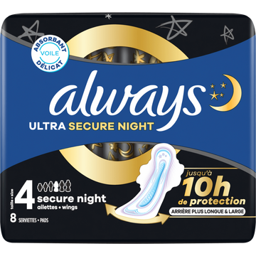 Always Ultra Maandverbanden Secure Night 8 Stuks