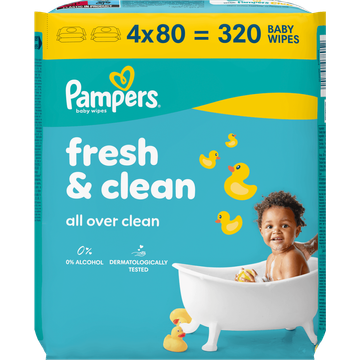 Pampers Fresh Clean Babydoekjes, 320 Doekjes