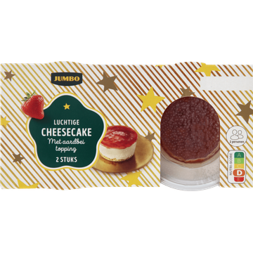 Jumbo Luchtige Cheesecake met Aardbei Topping 2 Stuks