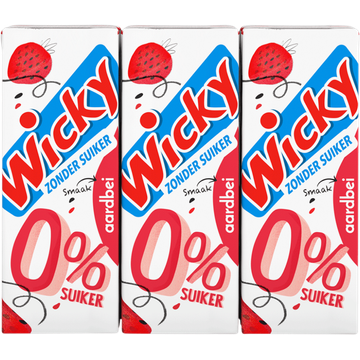 Wicky Smaak Aardbei 0% Suiker 6 x 200 ml