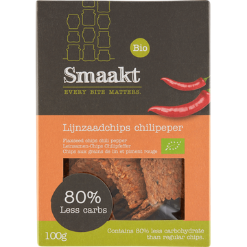 Smaakt Bio Lijnzaadchips Chilipeper 100 g