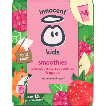 innocent kids smoothies strawberry raspberry 4-pack