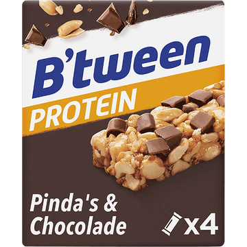 B'tween Protein Pinda's & Chocolade 4 x 24g