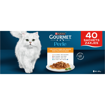 Gourmet Perle Mini Filets in Saus met Eend, Lam, Tonijn, Kalkoen 40 x 85g