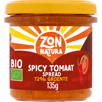 Zonnatura Bio Spicy Tomaat Spread 72% Groente 135 g