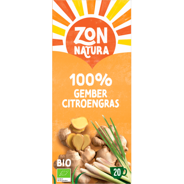 Zonnatura Bio 100% Gember Citroengras 20 Zakjes 30 g