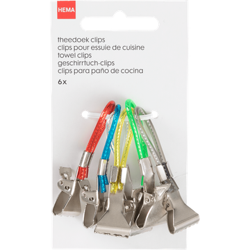 HEMA Theedoek Clips 6 Stuks