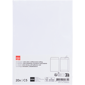 HEMA Enveloppen Extra Sterk Zelfklevende Sluiting C5 20 Stuks 