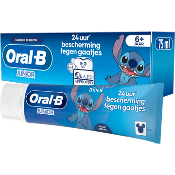 Oral-B Junior 6+ jaar, Stitch tandpasta, Milde smaak, met Tinfluoride, 75 ml