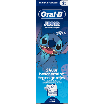 Oral-B Junior 6+ jaar, Stitch tandpasta, Milde smaak, met Tinfluoride, 75 ml
