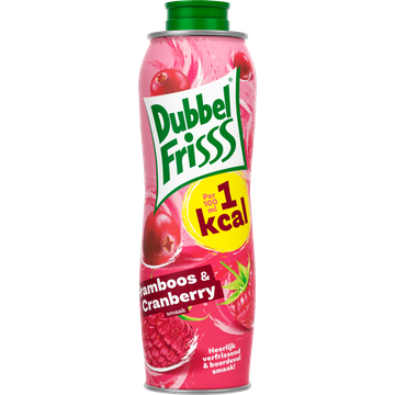 DubbelFrisss 1kcal Framboos-Cranberry Siroop 0,75 L