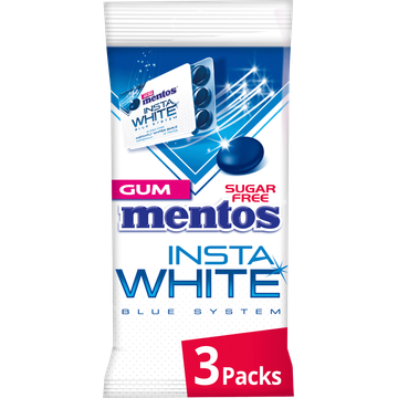 Mentos Gum Insta White Suikervrij Blister 3-pack