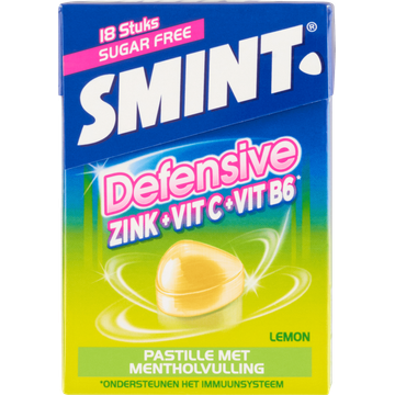 Smint Defensive Pastilles Lemon Suikervrij Fliptop box 18 stuks