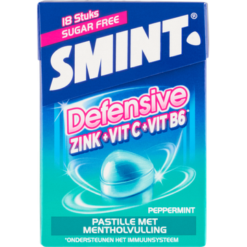 Smint Defensive Pastilles Peppermint Suikervrij Fliptop box 18 stuks