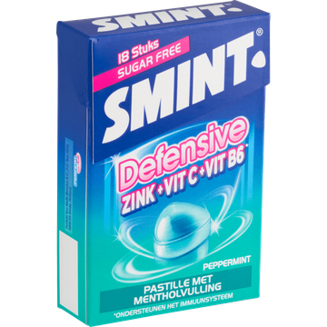 Smint Defensive Pastilles Peppermint Suikervrij Fliptop box 18 stuks