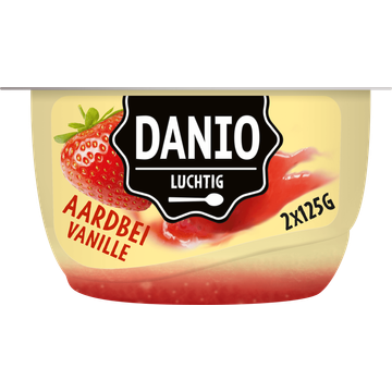 Danio Luchtige Kwark Aardbei Vanillesmaak 2 x 125 g